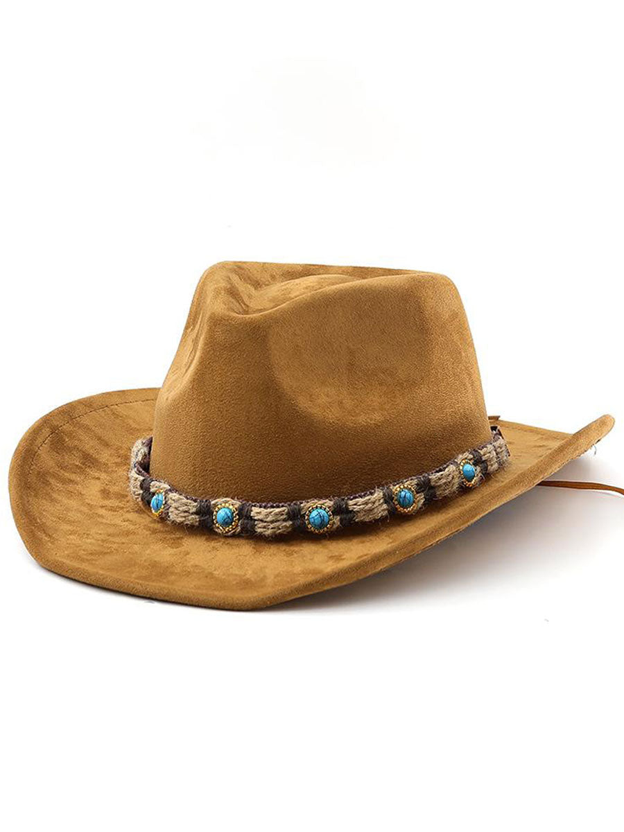 Western Suede Jewel Strap Bohemian Sunhat