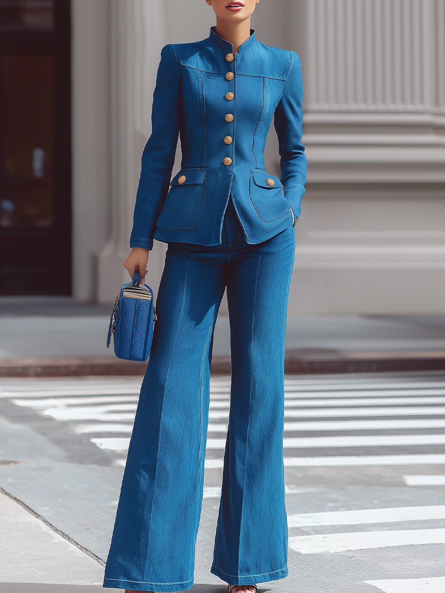 Mooyius Denim Suit, Tailored For Sophistication And Comfort