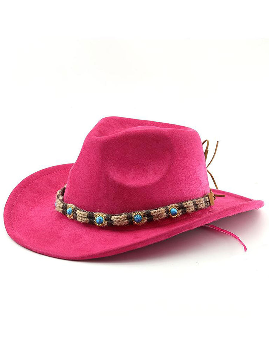 Western Suede Jewel Strap Bohemian Sunhat