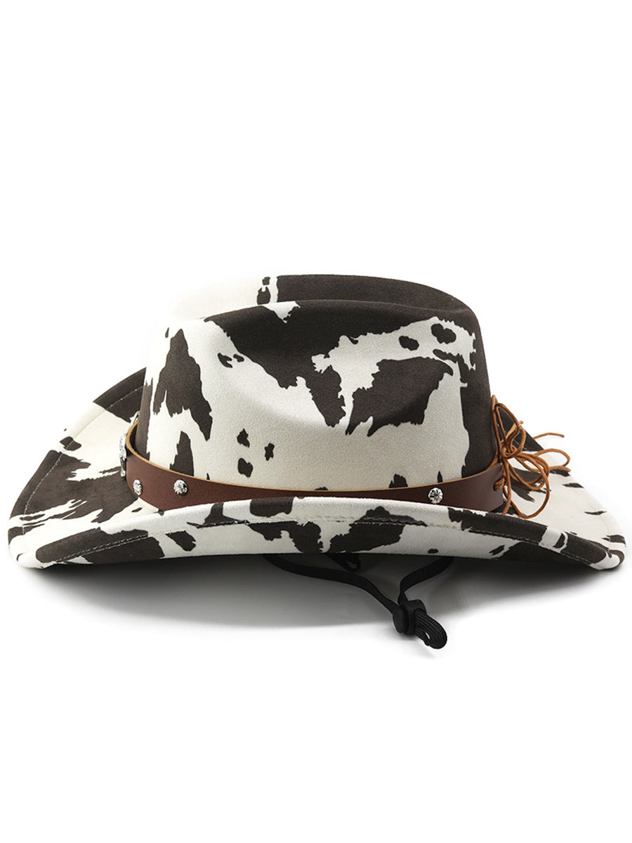 Outdoor Western Style Cow Pattern Cowboy Hat