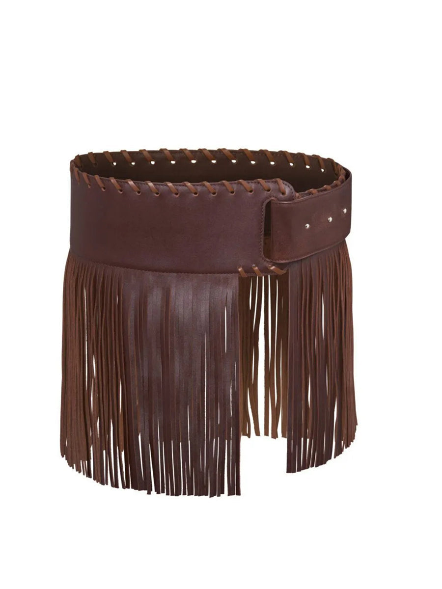 Funky Punk Tassel Tie-Strap Faux Leather Waist Belt