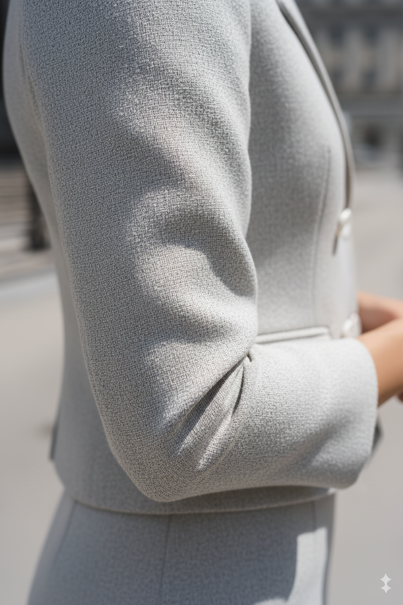 Light Grey Double-Breasted Skirt Suit