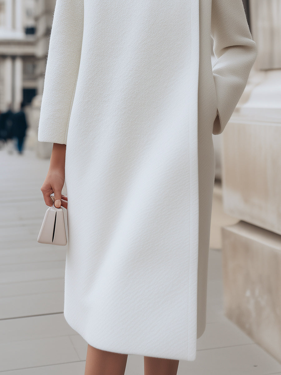 Elegant Wool-Blend Coat With Button Detail