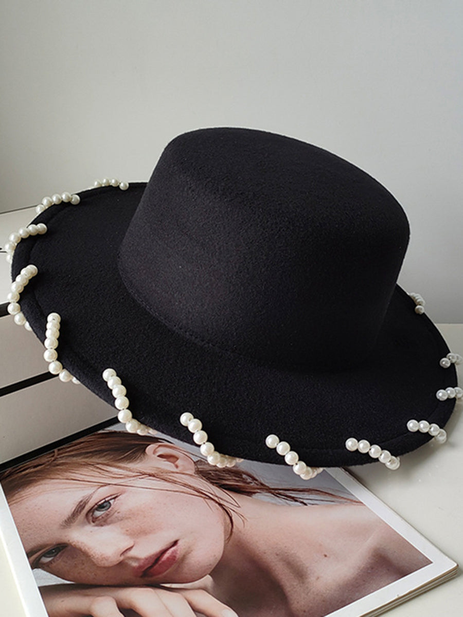 French Hepburn Style Retro Wide-brimmed Flat-brim Hat