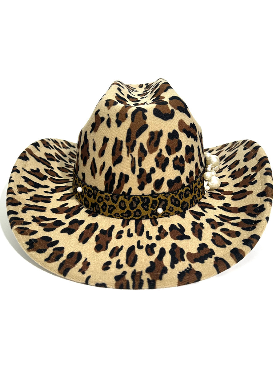 Outdoor Vintage Leopard Print Western Cowboy Hat