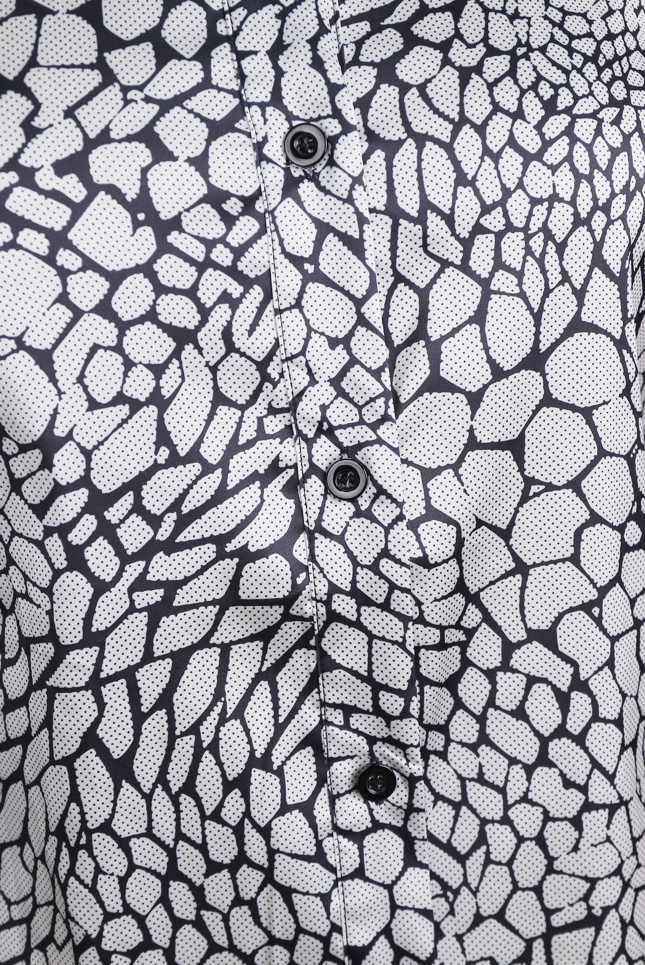Modern Satin Printed Blouse with Classic Snake Pattern Elegance