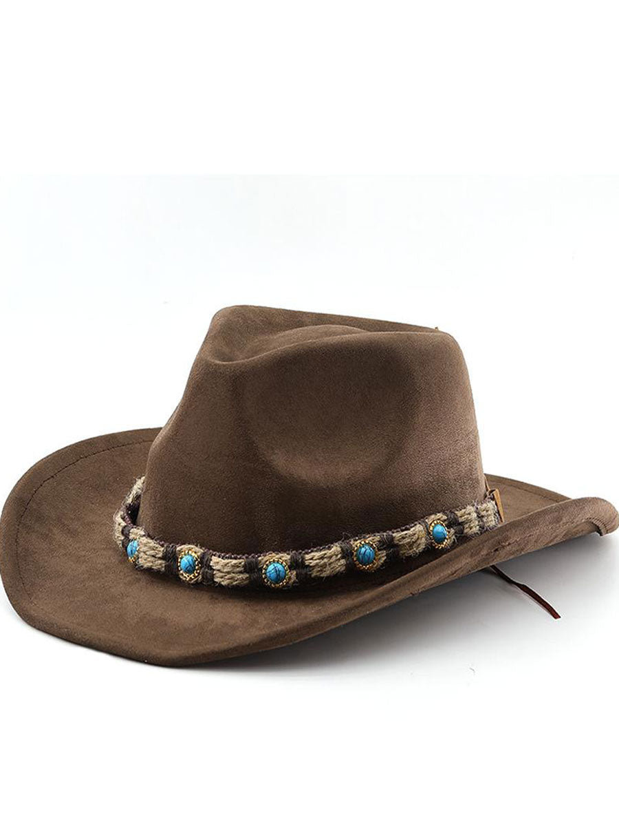 Western Suede Jewel Strap Bohemian Sunhat