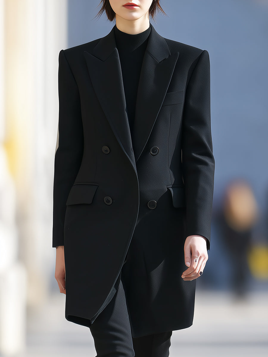 Noir Double-Breasted Sculpted Blazer