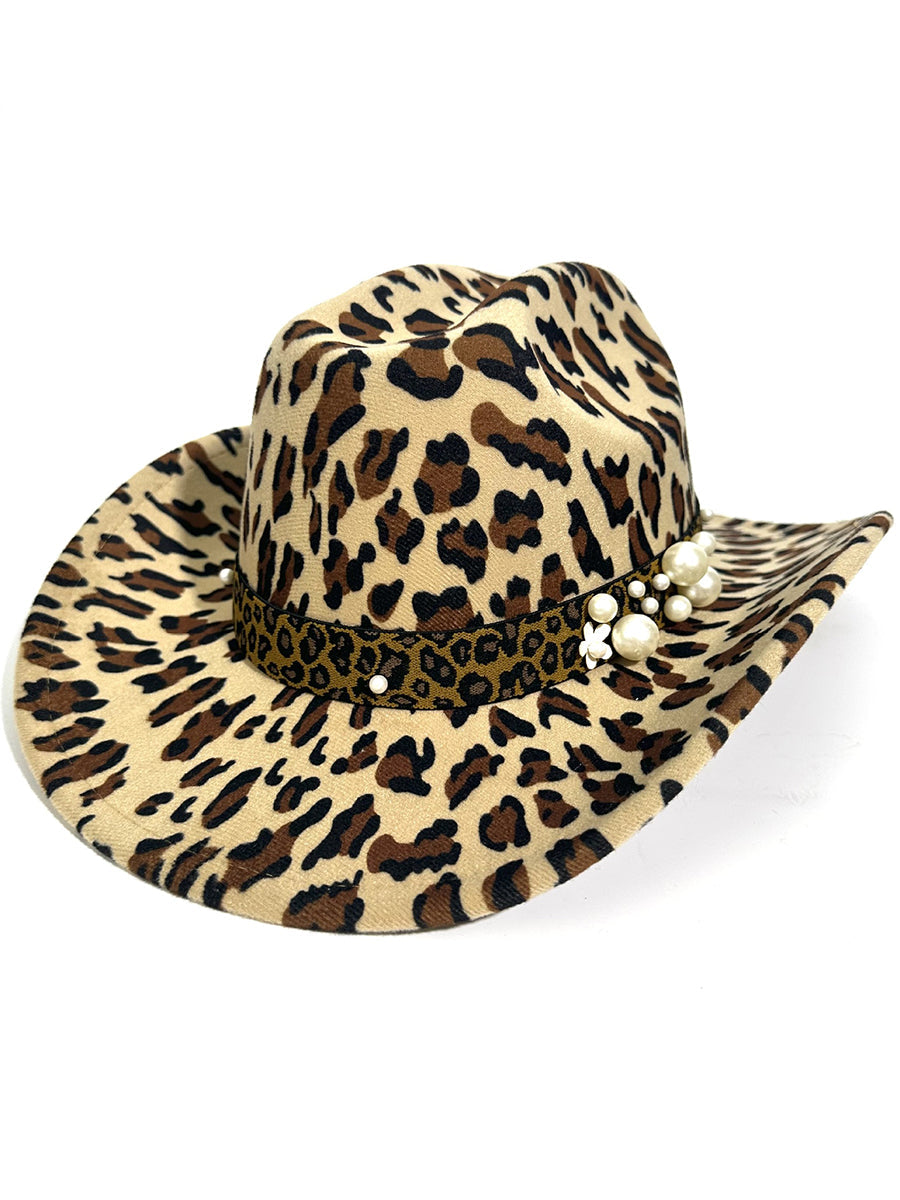 Outdoor Vintage Leopard Print Western Cowboy Hat