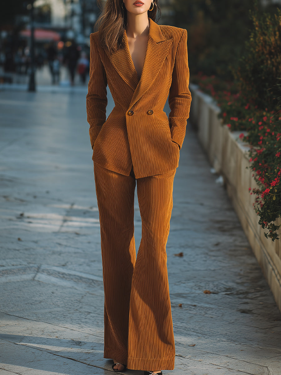 Rust Corduroy Tailored Suit Set