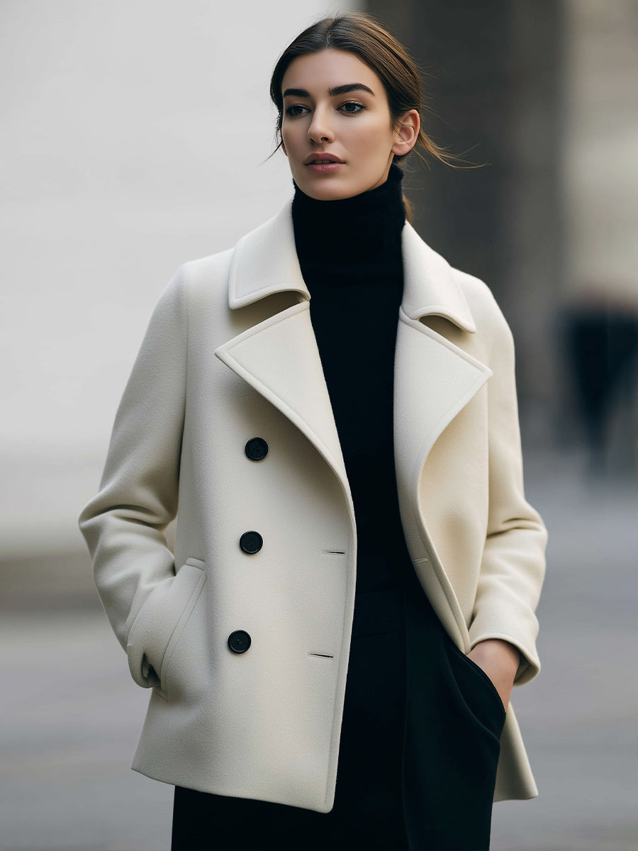 Ivory Short Double-Breasted Coat