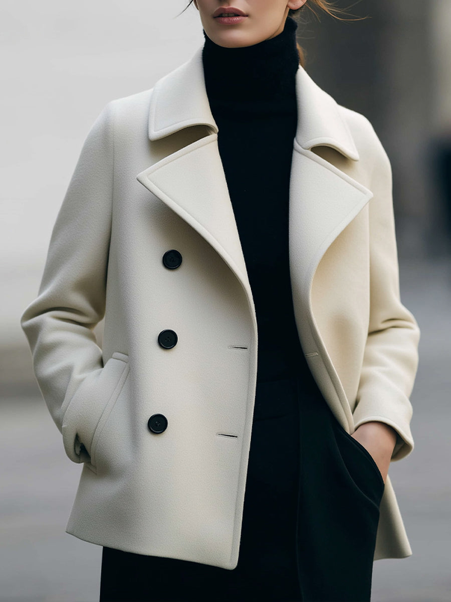 Ivory Short Double-Breasted Coat