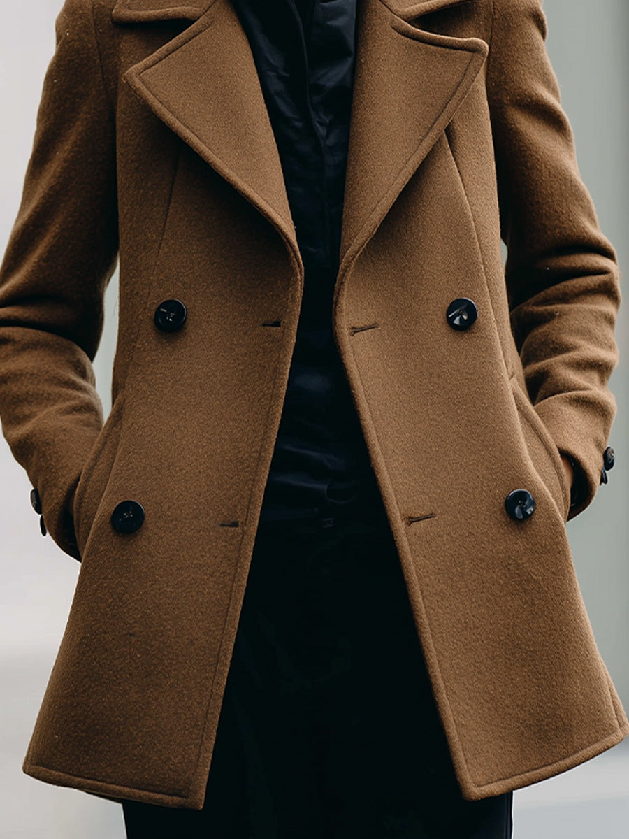 Classic Camel Double-Breasted Coat