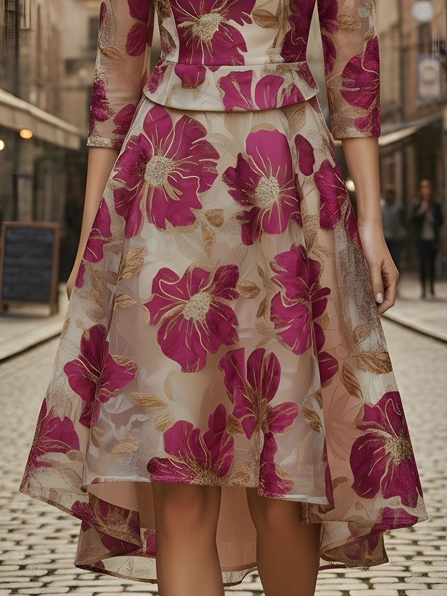Radiant Bloom High-Low Floral Dress