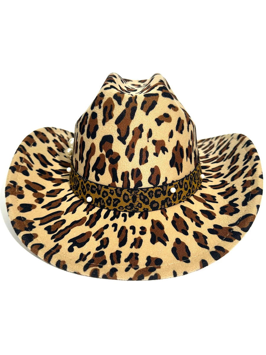 Outdoor Vintage Leopard Print Western Cowboy Hat