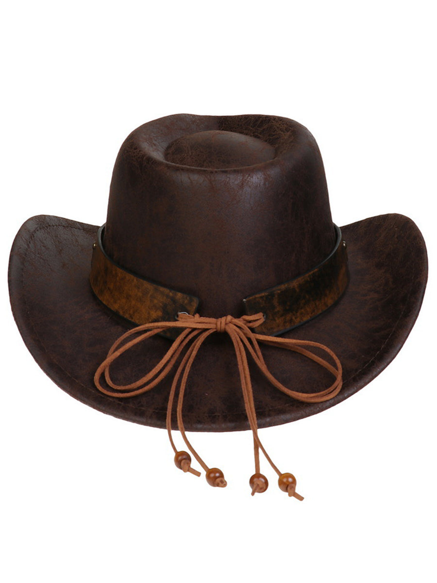 Western Vintage Faux Leather Cracked Cowboy Hat