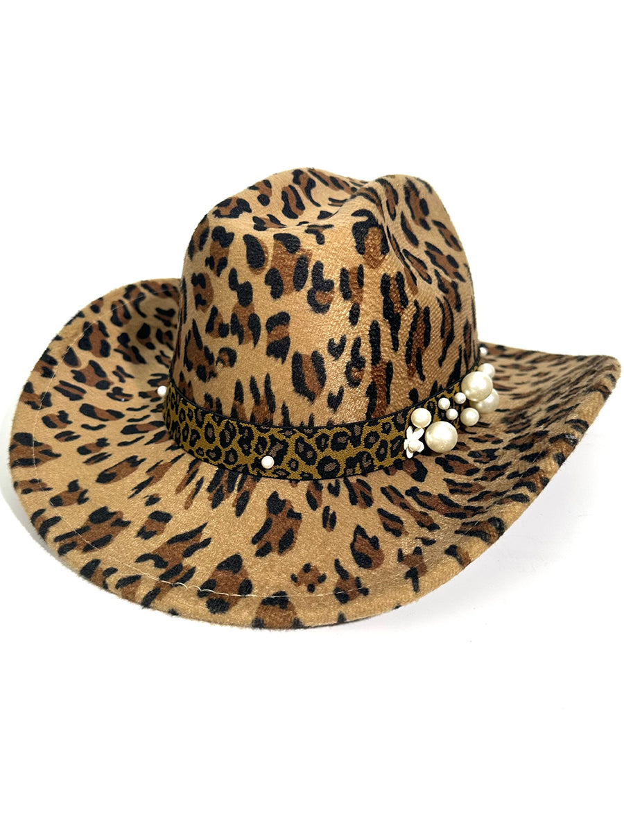 Outdoor Vintage Leopard Print Western Cowboy Hat