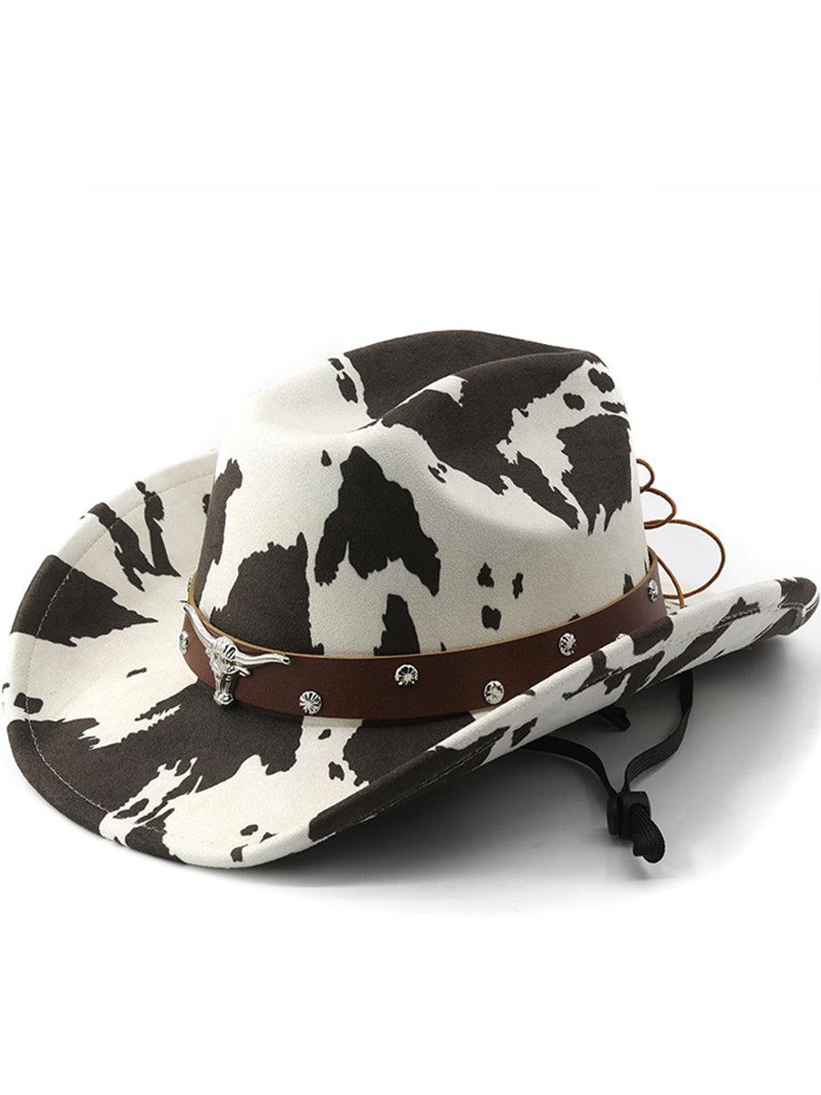Outdoor Western Style Cow Pattern Cowboy Hat