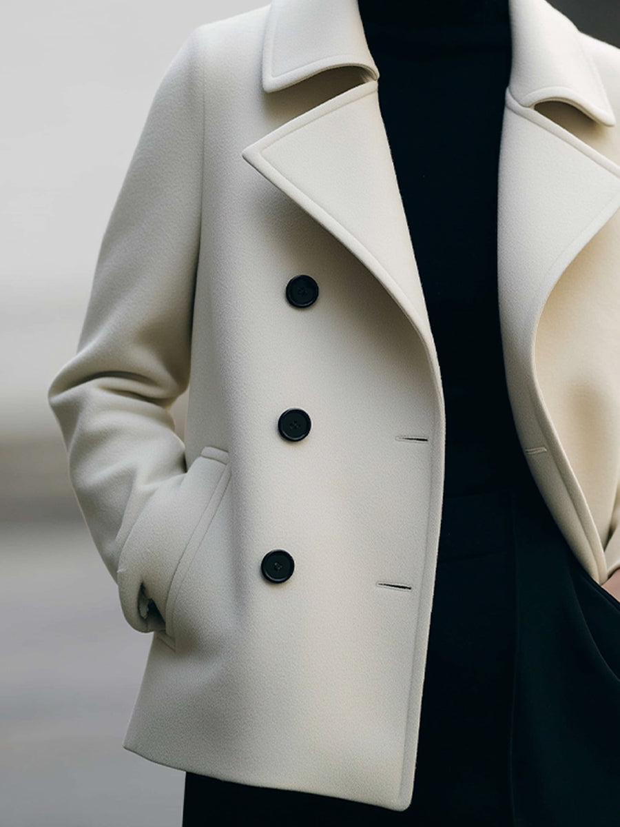 Ivory Short Double-Breasted Coat