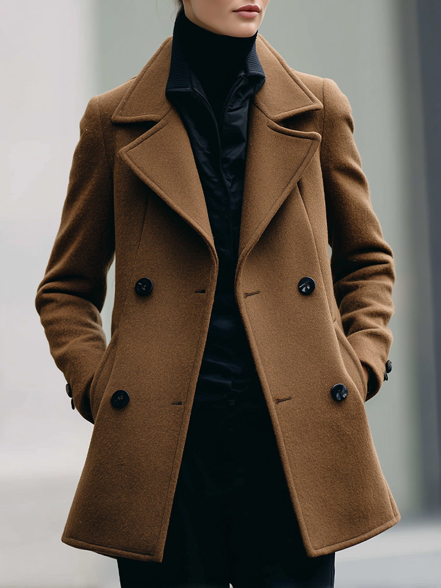 Classic Camel Double-Breasted Coat