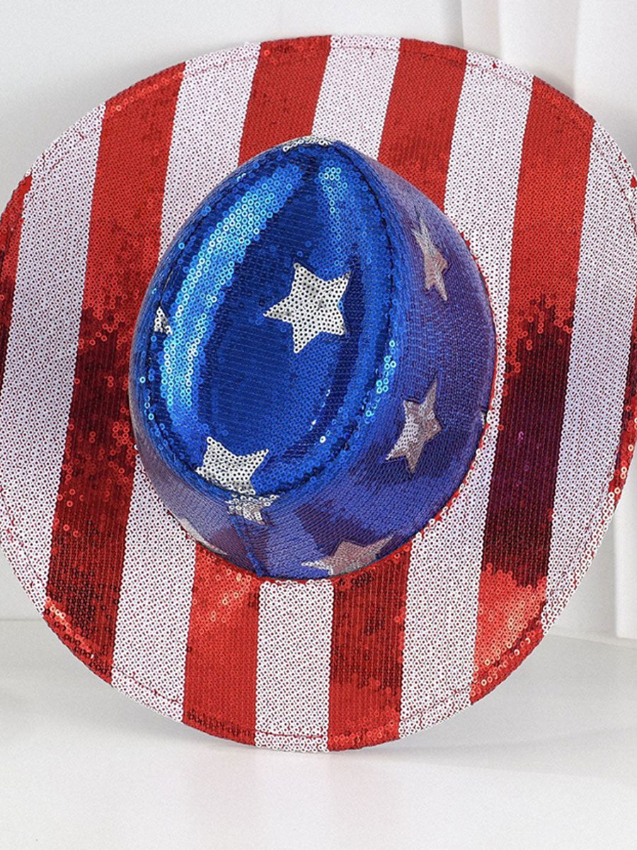 Sequined American Flag Western Cowboy Hat