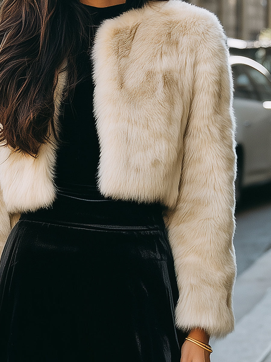 Stylish Faux Fur Cropped Jacket