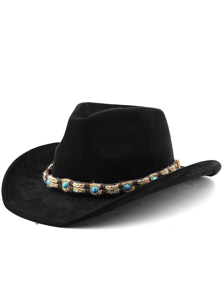 Western Suede Jewel Strap Bohemian Sunhat