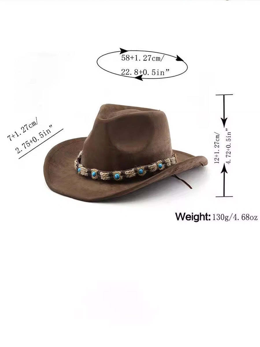Western Suede Jewel Strap Bohemian Sunhat
