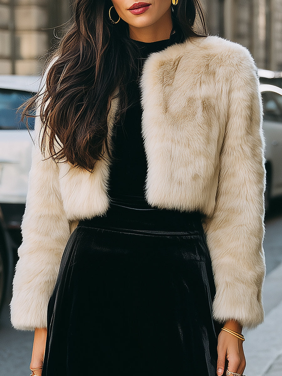 Stylish Faux Fur Cropped Jacket