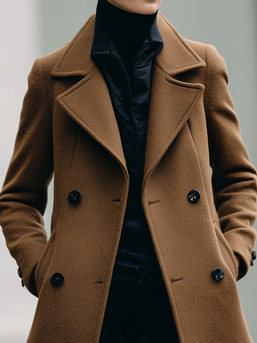 Classic Camel Double-Breasted Coat