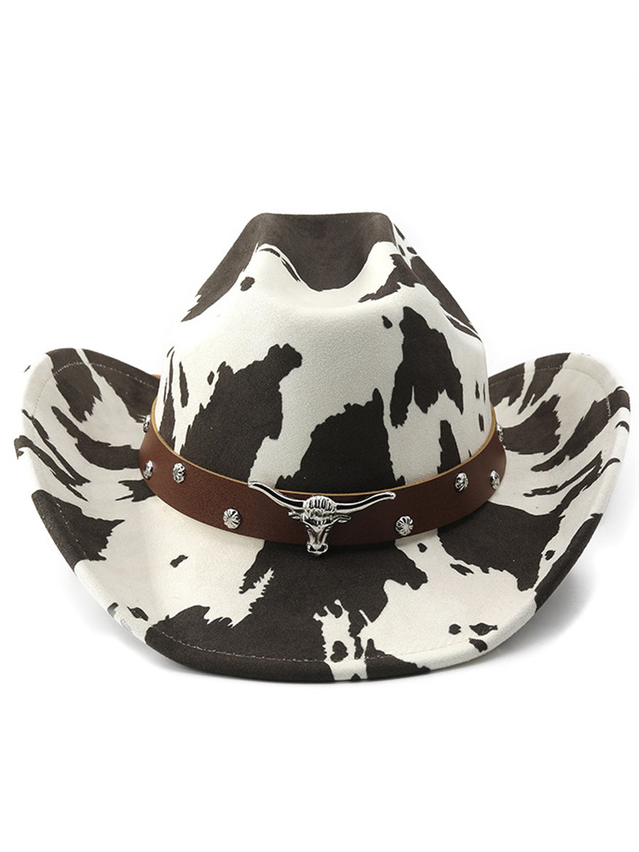 Outdoor Western Style Cow Pattern Cowboy Hat