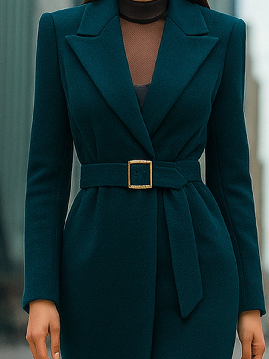 Mooyius Emerald Tailored Belted Maxi Coat