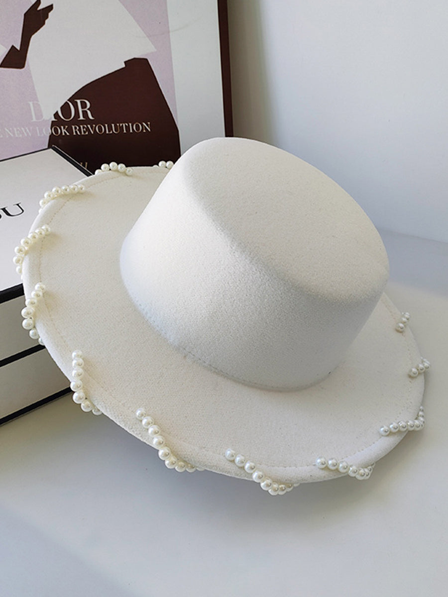 French Hepburn Style Retro Wide-brimmed Flat-brim Hat