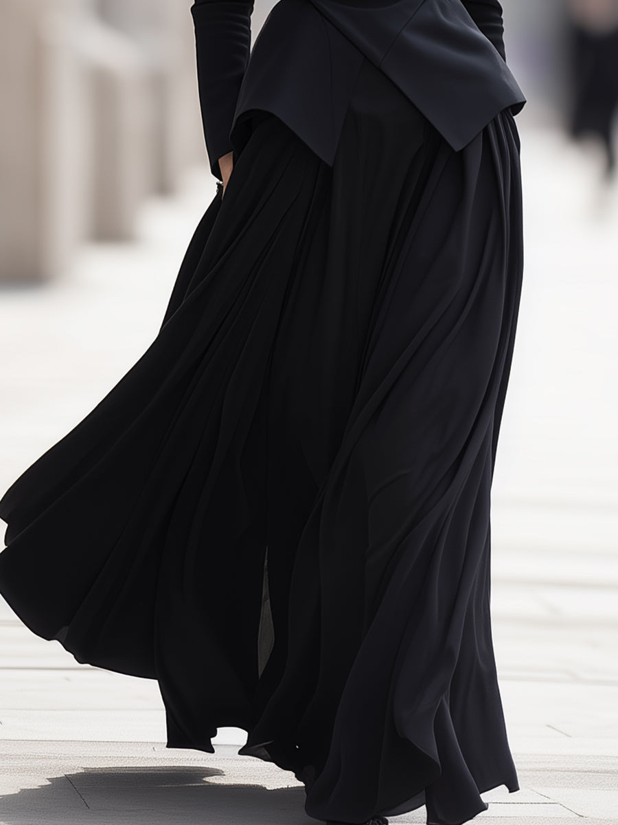 Draped Tailored Jacket & Flowing Skirt Set