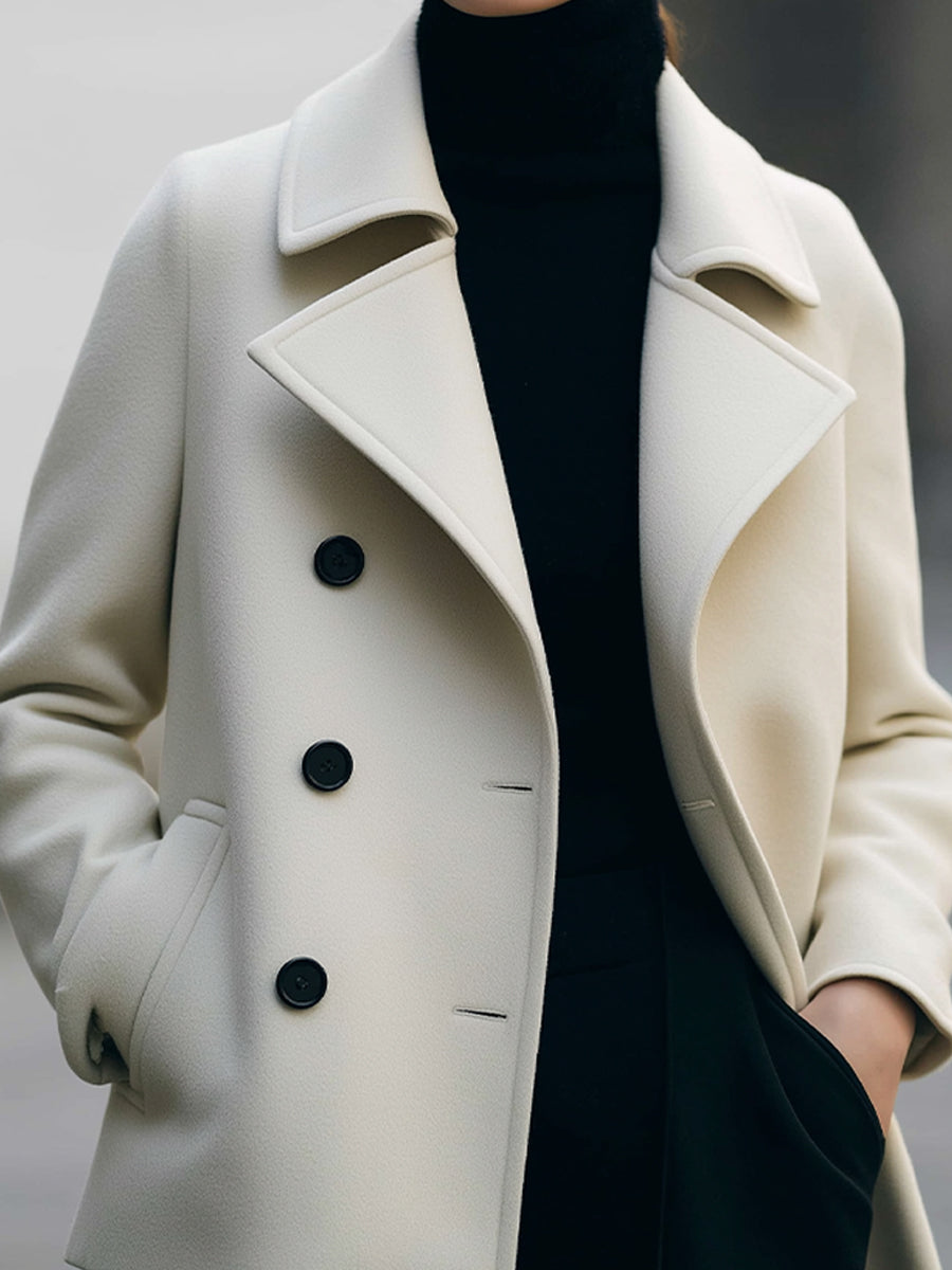 Ivory Short Double-Breasted Coat