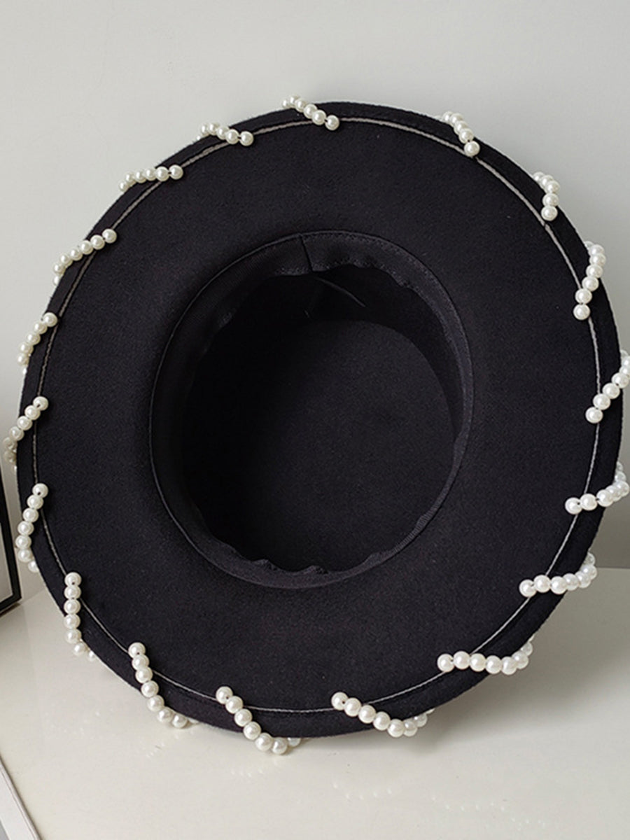 French Hepburn Style Retro Wide-brimmed Flat-brim Hat